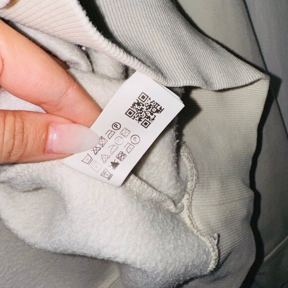 Zara Hoodie Womens Size Medium Cream Fleece Long Raglan Sleeve Pullover - Picture 4 of 7